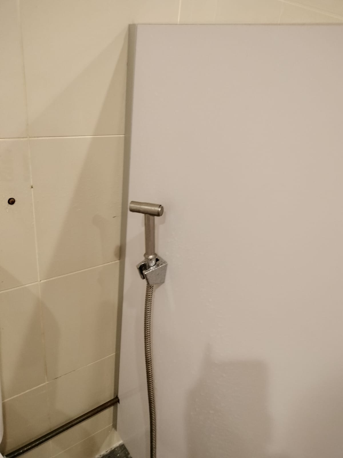 Bidet spray holder mounted on a shower screen edge